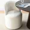 Rolling Barrel Dining Chair, Modern Armless Upholstered Accent Chair With Casters For Kitchen, Home Office, Or Dining Room-Maison Boucle