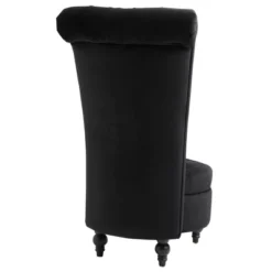 HOMCOM High Back Accent Chair, Upholstered Armless Chair, Retro Button-Tufted Royal Design With Thick Padding And Rubberwood Leg, Black 6 HOMCOM High Back Accent Chair, Upholstered Armless Chair, Retro Button-Tufted Royal Design With Thick Padding And Rubberwood Leg, Black -Baxton Studio Sale Shop GUEST 0040f46e 7179 45e0 8d15 c5cca37eef65