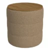 HomePop Channeled Boucle Storage Ottoman With Wood Top No Assembly Required