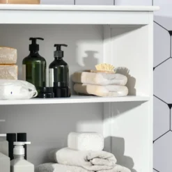 HOMCOM 63" Small Buffet With Hutch, 4-Door Kitchen Pantry, Freestanding Storage Cabinet With Adjustable Shelf For Dining Room, Living Room, White 8 HOMCOM 63" Small Buffet With Hutch, 4-Door Kitchen Pantry, Freestanding Storage Cabinet With Adjustable Shelf For Dining Room, Living Room, White -Baxton Studio Sale Shop GUEST 00a7d090 8384 472c 8f8b 144f82a8b01f