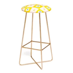 Maritza Lisa White Checkered Flowers Barstool - Deny Designs -Baxton Studio Sale Shop GUEST 00bbc0cd bdd7 44eb 9ac5 38d967f54685