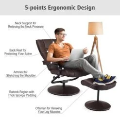 Costway Recliner Chair Swivel PU Leather Lounge Accent Armchair W/ Ottoman Brown -Baxton Studio Sale Shop GUEST 00d22616 5128 49cd 83cc d0f934b77b16