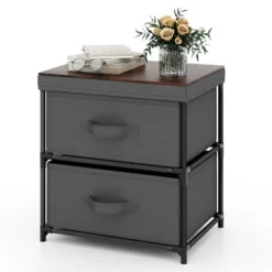 Tangkula 2PCS 2 Drawer Dresser Fabric Storage Organizer Nightstand Bedside Sofa Table -Baxton Studio Sale Shop GUEST 00d26a56 cce3 48cf 8371 39e293c04896