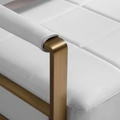 NicBex Loveseat Sofa Modern Bonded Leather Upholstered Loveseat Couch For Living Room,Small 2 Seater Sofa Couch With Metal Arms For Bedroom,White -Baxton Studio Sale Shop GUEST 00d71a69 6a8b 40db af70 7320e3a01b64