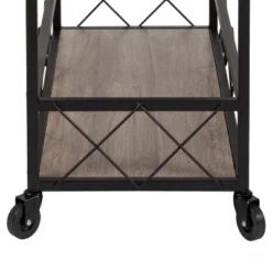 Merrick Lane Rolling Kitchen Serving And Bar Cart With Shelves And Wine Glass Holders In Distressed Light Oak Wood And Black Iron -Baxton Studio Sale Shop GUEST 012aee5d 8d85 4a07 add9 605660f2fdd0 1