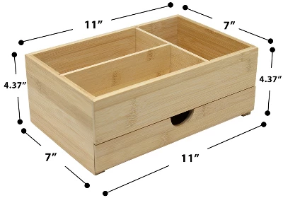 Sorbus Bamboo Desktop Organizer With Pull-Out Drawer 2 Sorbus Bamboo Desktop Organizer With Pull-Out Drawer - Image 2