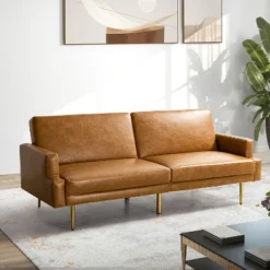 Lanna 76"Wide Vegan Leather Modern Style Convertible Futon Sofa Bed For Living Room Guest Bedroom | ARTFUL LIVING DESIGN -Baxton Studio Sale Shop GUEST 0186db79 f02f 498a ae0d f79c929e4342