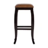 San Francisco Backless Faux Leather Barstool Wood Caramel - Linon