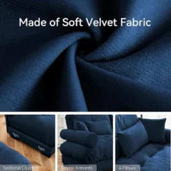 Christopher Knight Home Alger 93.7" Velvet Round Armrests Sofa With Ottoman -Baxton Studio Sale Shop GUEST 0207738b 4138 43f0 ab45 f3fee0418725