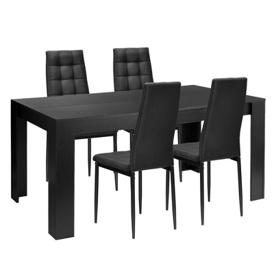 Costway 5pcs Dining Set Wood Table And 4 Fabric Chairs Home Kitchen Modern 9 Costway 5pcs Dining Set Wood Table And 4 Fabric Chairs Home Kitchen Modern - Image 9