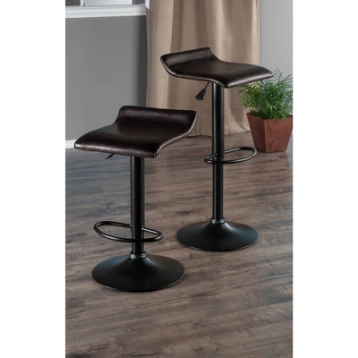 Set Of 2 Paris Airlift Adjustable Swivel Stool With Faux Leather Seat And Black Metal Base Espresso/Black - Winsome 2 Set Of 2 Paris Airlift Adjustable Swivel Stool With Faux Leather Seat And Black Metal Base Espresso/Black - Winsome - Image 2