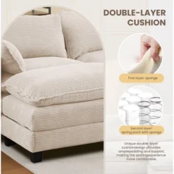 Hyleory Corduroy U-Shaped Sectional Sofa, 4-Seater Couch With 2 Movable Ottomans, Modular Living Room Furniture -Baxton Studio Sale Shop GUEST 02c3d3a2 bbe8 488d b0c8 0e5dc6d08a05 1