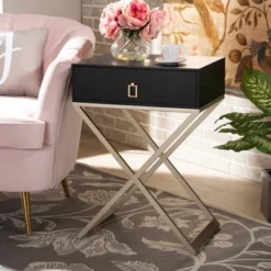 1 Drawer Patricia Brass Tone Metal Nightstand - Baxton Studio -Baxton Studio Sale Shop GUEST 0307bafc bc51 4c53 8fa3 e4bdface855e