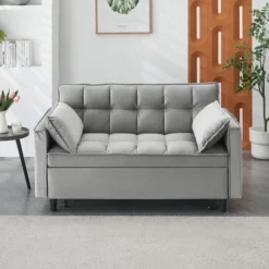 SKRAN Convertible Sleeper Sofa Bed LoveSeat Casual Couch Velvet Sofa, With Pull-Out Bed And Adjustable Backrest For Home Apartment Living Room -Baxton Studio Sale Shop GUEST 034c4059 0a0b 4204 b909 7ff341daf73e