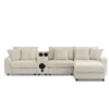 114''W Corduroy L-Shaped Sectional Sofa With Bluetooth Speakers, USB Charger, Cup Holders And Ottoman - ModernLuxe