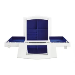 Muriel Solid Wood Modern 4 Lined Drawer 3 Compartment Flip Top Jewelry Armoire White Finish - Powell: Coastal Style, Rubberwood, Felt-Lined -Baxton Studio Sale Shop GUEST 0381de92 93d3 4fc7 85d8 7e046171ff8b