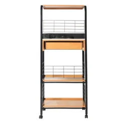 Better Home Products Kristi Metal Frame Microwave Stand With Storage In Black -Baxton Studio Sale Shop GUEST 03bfc7c6 1b1b 4493 b0fa 1047f7400774