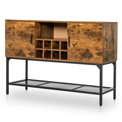 Costway Industrial Kitchen Buffet Sideboard 2-Door Console Table W/Open Shelf Wine Rack 7 Costway Industrial Kitchen Buffet Sideboard 2-Door Console Table W/Open Shelf Wine Rack - Image 7