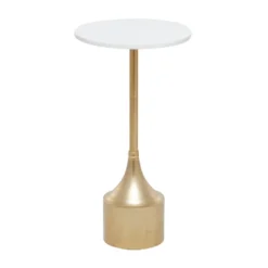 Contemporary Metal And Marble Pedestal Accent Table Gold - Olivia & May -Baxton Studio Sale Shop GUEST 04350a34 5010 4cfa 9a2d eb9c8f82e980