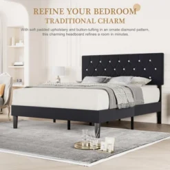 VECELO Tufted Upholstered Queen/King Size Headboard, 6 Adjustable Height, Easy Assembly, Beige/Black -Baxton Studio Sale Shop GUEST 04372151 b766 4413 872e 2c16eee40544