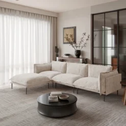 WJShome Velvet Modular Sectional Sofa With Chaise,111" Modern L-Shaped Couch For Living Room With Removable Cushions And 8" High Metal Legs