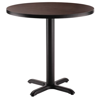 36" Round Composite Core Dining Height Dining Table Laminated Mahogany With Black Steel Base - National Public Seating 2 36" Round Composite Core Dining Height Dining Table Laminated Mahogany With Black Steel Base - National Public Seating - Image 2