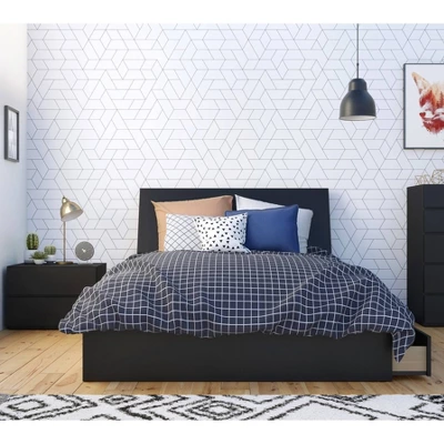 3pc Full Epik Bedroom Set With Headboard Extension Panels Black - Nexera: Modern Contemporary Style, Includes Nightstand 1 3pc Full Epik Bedroom Set With Headboard Extension Panels Black - Nexera: Modern Contemporary Style, Includes Nightstand