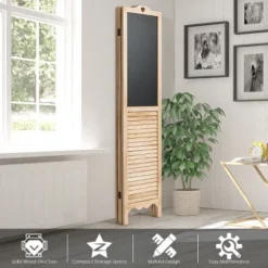 Costway 4-Panel Folding Divider Screen W/Chalkboard 5.7Ft Tall Natural -Baxton Studio Sale Shop GUEST 04e4440e fa94 42c5 b1be e85241e74774