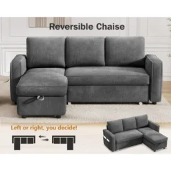 Dyonery 81" Sleeper Sofa Bed With Pull Out Bed, L Shaped Couch Sectional Sleeper Sofa, Pull Out Couch With Reversible Storage Chaise -Baxton Studio Sale Shop GUEST 051d3968 9ca7 416f b4b1 dccdc7dd2987