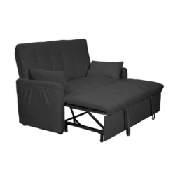 Modern 61" Large-Size Fabric Sofa Bed With Adjustable Backrest, Storage Pockets, Reinforced Iron Frame, Ideal For Bedroom, Apartment, Dorm -Baxton Studio Sale Shop GUEST 06005113 4416 444f a51e 8a247a987e75