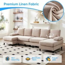 Mjkone U Shaped Sectional Sofa, 4-Seat Modular Sofa, Living Room Modern Couch With Chaise -Baxton Studio Sale Shop GUEST 061ec4d2 7b43 483e a275 2a674de9a81d