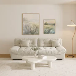 Cloud Modular Sectional Sofa,89inch Scrub Velvet Sofa Couch For Living Room,Curved Couch,Modern LoveSofa With 2 Pillows 3 Seater For Apartment -Baxton Studio Sale Shop GUEST 06223822 a295 4cbb b603 2474b78831a2