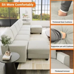 140"Sectional Couch For Living Room, Oversized Modular Sectional Sofa, U Shaped Modular Couch With Storage 12 140"Sectional Couch For Living Room, Oversized Modular Sectional Sofa, U Shaped Modular Couch With Storage -Baxton Studio Sale Shop GUEST 062fd9f8 6aa1 4ab7 b5ea b9692319dda1