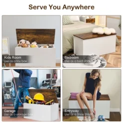 Costway Flip-top Storage Chest Lift Top Storage Bench Wooden Deck Box Toy Box -Baxton Studio Sale Shop GUEST 06300af1 1174 4f39 a62a 3dd284d71613