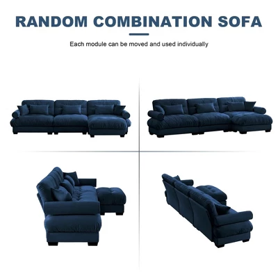 Christopher Knight Home Clare Modular Oversized Button Tufted Velvet Sectional Sofa With Movable Ottomans 3 Christopher Knight Home Clare Modular Oversized Button Tufted Velvet Sectional Sofa With Movable Ottomans - Image 3