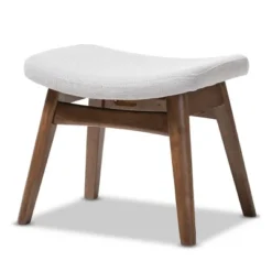 Vera Mid - Century Modern Fabric Upholstered Ottoman - Light Gray, "Walnut" Brown - Baxton Studio -Baxton Studio Sale Shop GUEST 070db60b 9a66 432d 81bf 276ae259a85a