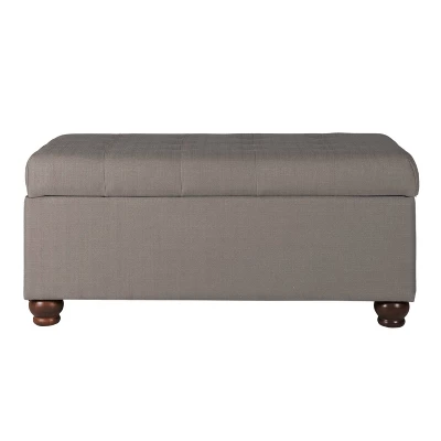 Large Tufted Storage Bench Textured Gray - HomePop: Upholstered Bedroom Ottoman With Lid 1 Large Tufted Storage Bench Textured Gray - HomePop: Upholstered Bedroom Ottoman With Lid