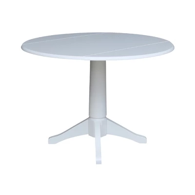 42" Nina Round Top Dual Drop Leaf Pedestal Table White - International Concepts 1 42" Nina Round Top Dual Drop Leaf Pedestal Table White - International Concepts