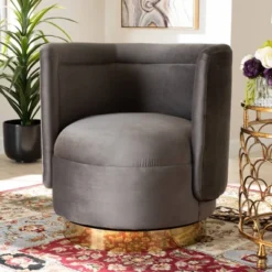 Saffi Velvet Upholstered Swivel Accent Chair - Baxton Studio -Baxton Studio Sale Shop GUEST 073e4f8c d5d5 4d16 a199 e89b7e492ebc