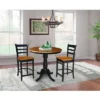 36" Patrick Round Pedestal Counter Height Dining Set With 2 Emily Stools Black/Cherry - International Concepts