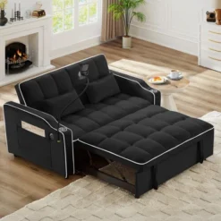 Lycvki Versatile Adjustable Velvet Pull-Out Sleeper Sofa Bed And Side Pockets -Baxton Studio Sale Shop GUEST 07512f6d cdcf 4909 be61 b3f80b5758cd