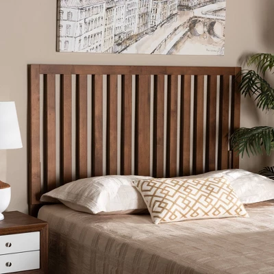 Oren Modern And Wood Headboard Walnut - Baxton Studio 2 Oren Modern And Wood Headboard Walnut - Baxton Studio - Image 2
