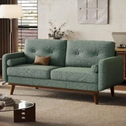Mid Century Modern Couch, 65" Loveseat Sofa, Comfy Love Seat Couches For Living Room, Deep Seat Couch Linen Upholstered Sofas For Bedroom Office -Baxton Studio Sale Shop GUEST 075e82a8 2f19 4f36 a684 8c49b82a6a6b