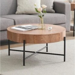 Round Coffee Table With Drawers Circle Living Room Table Wood Accent Coffee Table -Baxton Studio Sale Shop GUEST 076ff5ec f3c1 4030 b7c4 57c8e7836d17