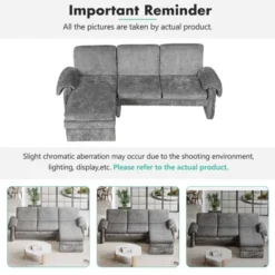 CIPACHO Gray Convertible Futon Sofa Bed With Adjustable Backrest Reversible Chaise Lounge And Two Removable Armrest Pillows -Baxton Studio Sale Shop GUEST 07813902 f9e8 4873 9861 982cf557b9fd