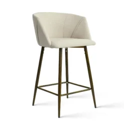 26" Chole Armrest Upholstered Counter Height Stool With Walnut Legs (Set Of 2)-Maison Boucle 12 26" Chole Armrest Upholstered Counter Height Stool With Walnut Legs (Set Of 2)-Maison Boucle -Baxton Studio Sale Shop GUEST 078a4cc8 2da2 431b 82f1 394838f60e2e