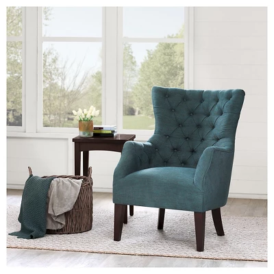 Lilith Button Tufted Wing Chair - Teal 1 Lilith Button Tufted Wing Chair - Teal