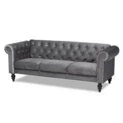 Emma Velvet Upholstered Button Tufted Chesterfield Sofa - Baxton Studio -Baxton Studio Sale Shop GUEST 07d40c38 d5d8 425c 93d4 a660c9f5d6ad