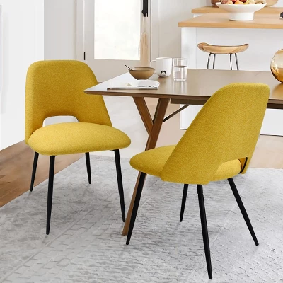 Modern Dining Chairs Set Of 2, Upholstered Armless Side Chairs With Cutout Back, Fabric Kitchen Chairs With Metal Legs-Maison Boucle 14 Modern Dining Chairs Set Of 2, Upholstered Armless Side Chairs With Cutout Back, Fabric Kitchen Chairs With Metal Legs-Maison Boucle - Image 14