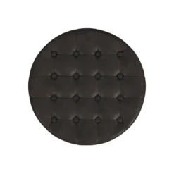 Round Storage Ottoman Faux Leather - HomePop -Baxton Studio Sale Shop GUEST 087ed1de a7a5 4d28 b5fe 3399c80d1638